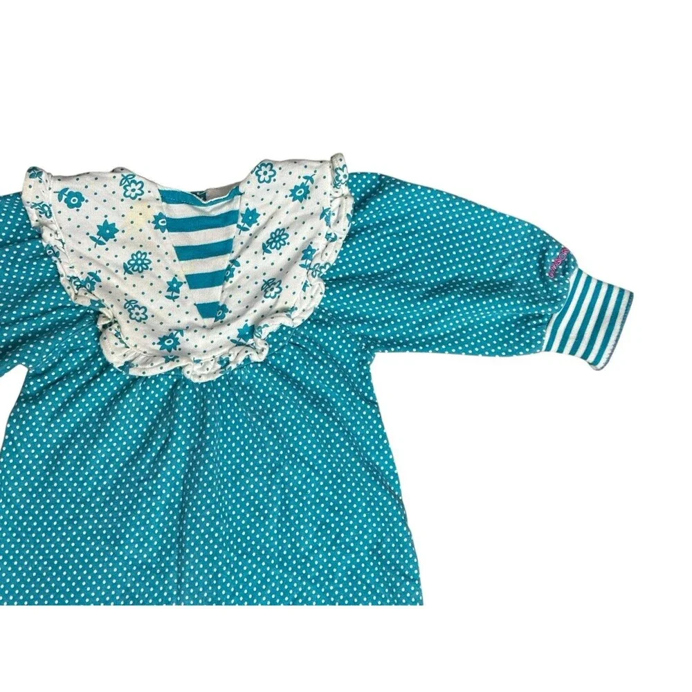 Vtg Gymboree Rainbow Tag Infant One Piece Polka Dot Floral Collar Striped Cuffs